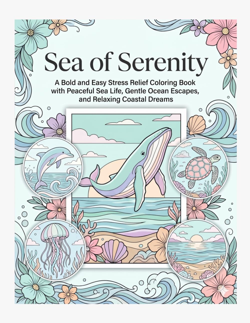 Sea of Serenity: A Bold and Easy Stress Relief Coloring Book with Peaceful Sea Life, Gentle Ocean Escapes, and Relaxing Coastal Dreams
