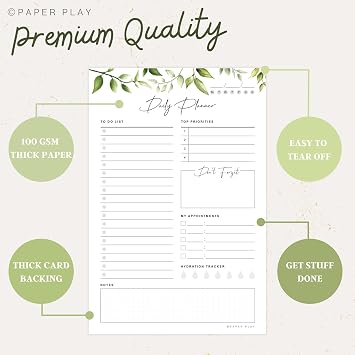 Daily Planner To Do List Notepad 52 Undated Tear-off Sheets | 6x9 Inch Desktop Daily Planning Notepad | Notebook for Daily Tasks, Checklist, Calendar, Schedule, To Do List, Appointments, Notes, Meals,
