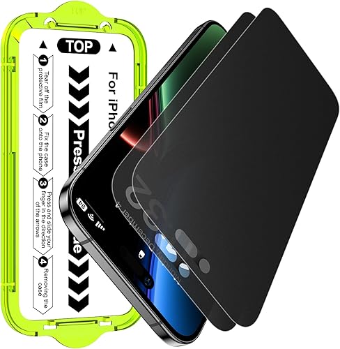 Miniatura 14 de Esanik Paquete de 2 Protectores de Pantalla de Vidrio Mate de Privacidad para iPhone 15 Pro Max Anti-Deslumbramiento y Anti-Espía, Anti-Reflejo,