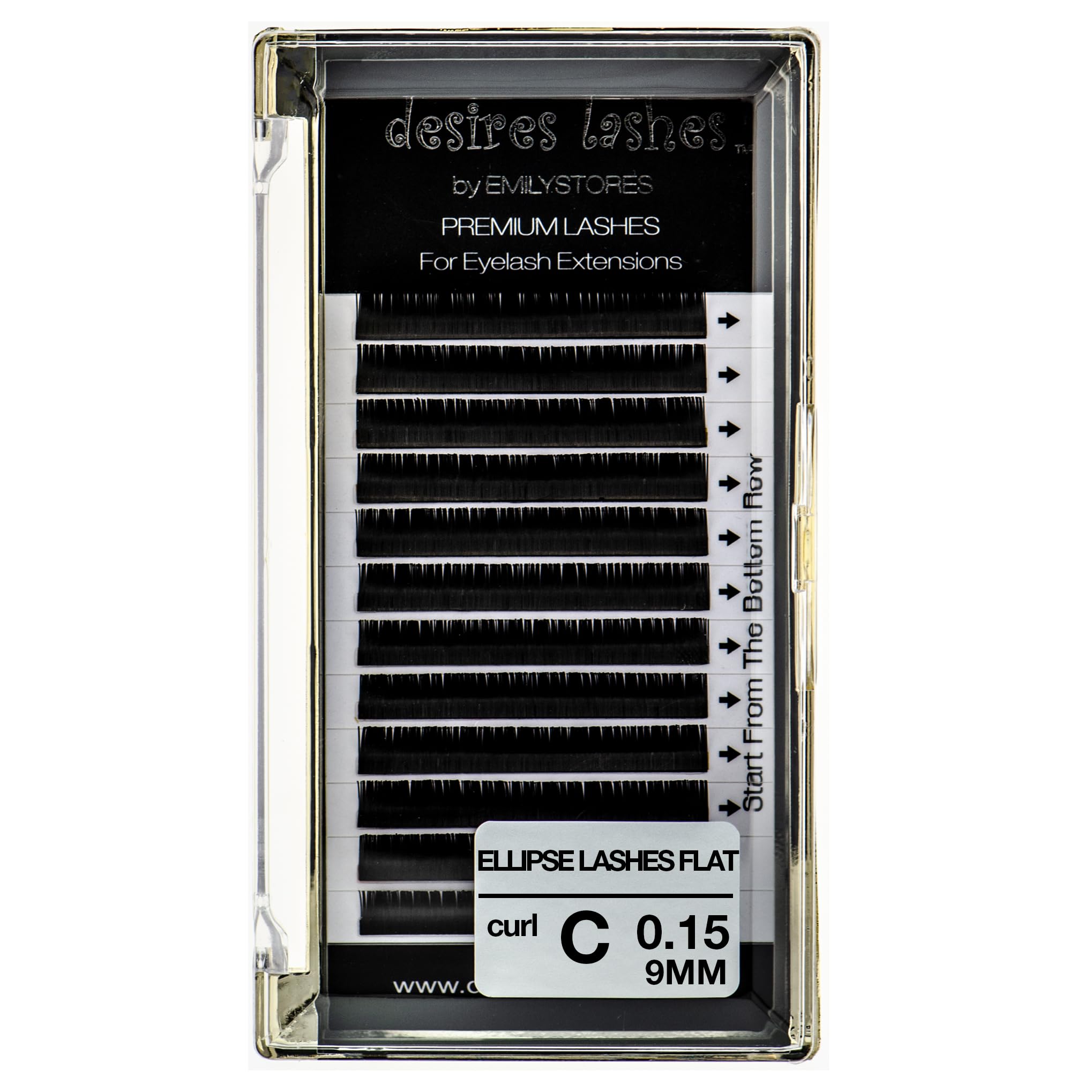 Ellipse Eyelashes 0.15mm Thickness C Curl Length 9mm Flat Lashes Extensions Volume Soft For Lash Extension(Ellipse,Flat0.15,C,9mm)
