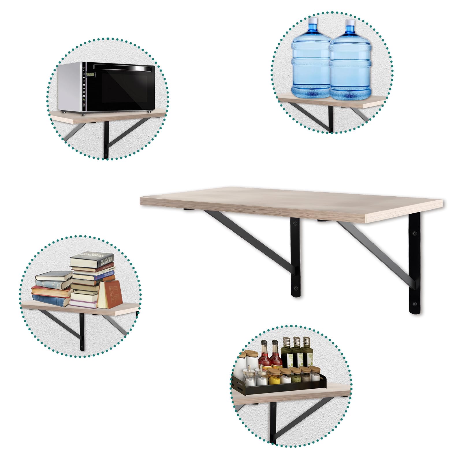 Home Master Hardware robuste Regalhalterungen, 40,6 x 25,4 cm, schwarzes Metall, Wandhalterungen für Regale, L-förmige Regalwinkel-Halterung für schwebende Regale, 6 Stück