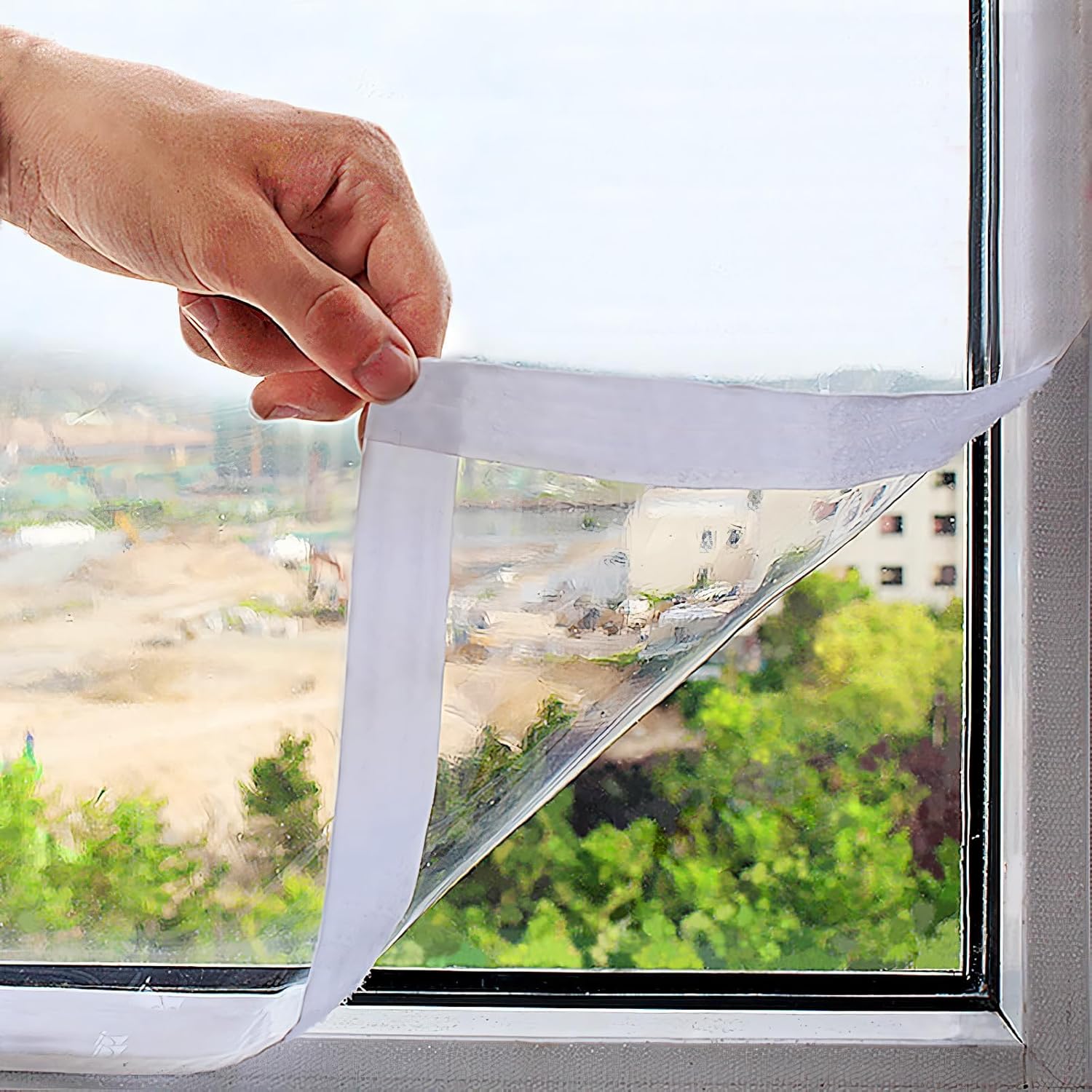 Window Insulation Kit 63inX63in(160X160cm) for Winter Keep Cold Out,cuttable Transparent Film 180㎛ Thickness,Easy to Open for Ventilation,Reusable Plastic Clear Window wrap