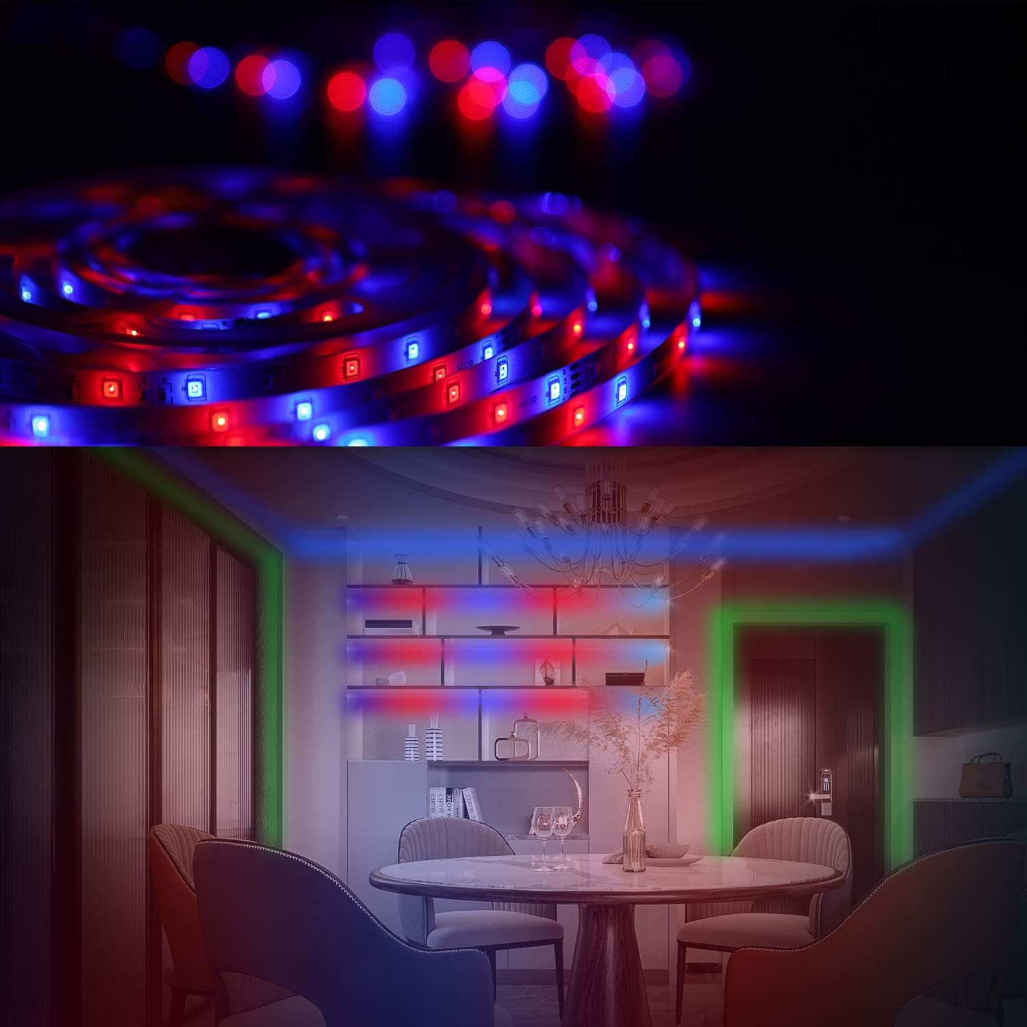 RICHSING LED Strip Lights 65.6ft/20M Waterproof LED Light Strip with Remote SMD2835 4 Pack 1200LEDs 12V LED Lights for Bedroom Garden Party
