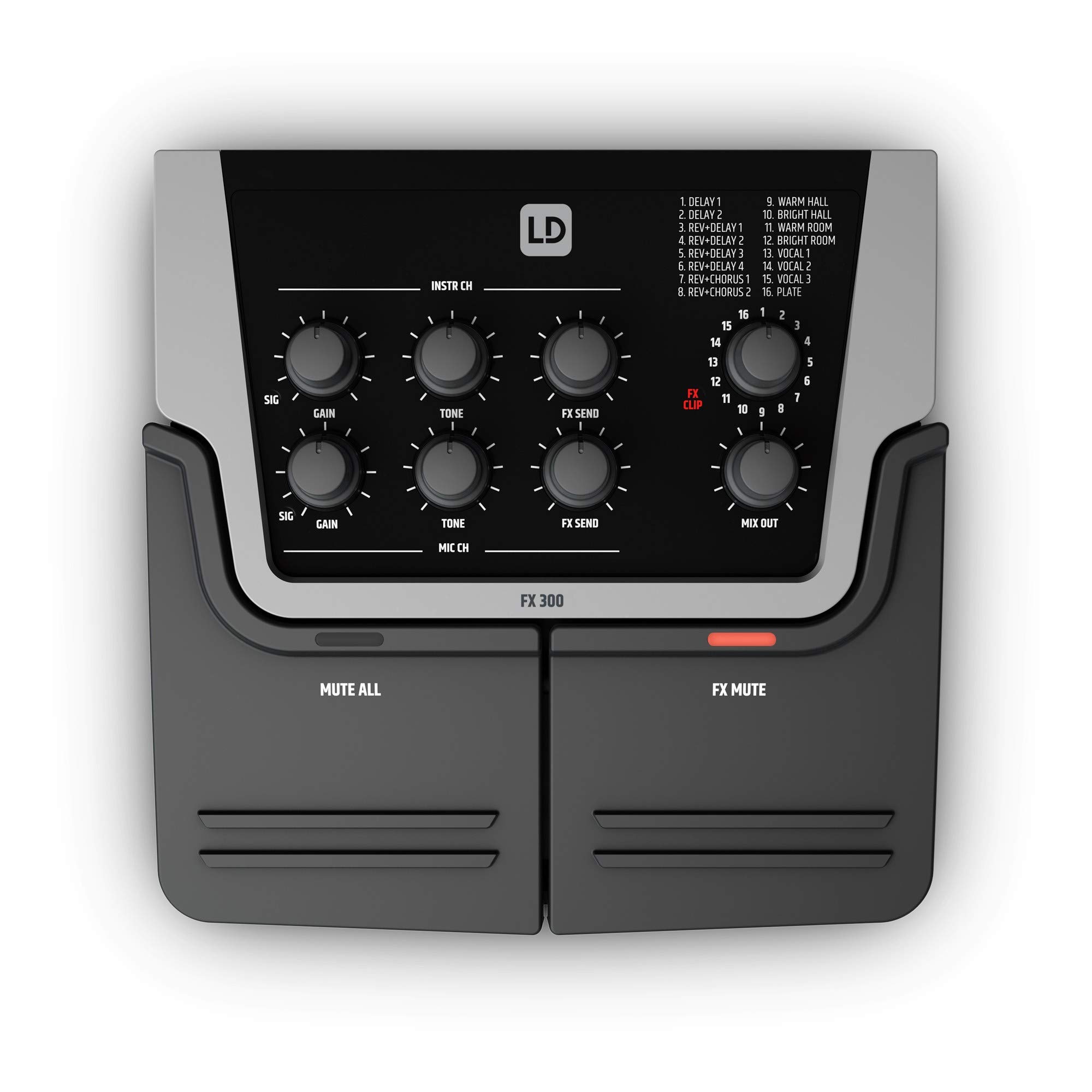 LD Systems FX 300 - Pedale a 2 canali con 16 effetti digitali