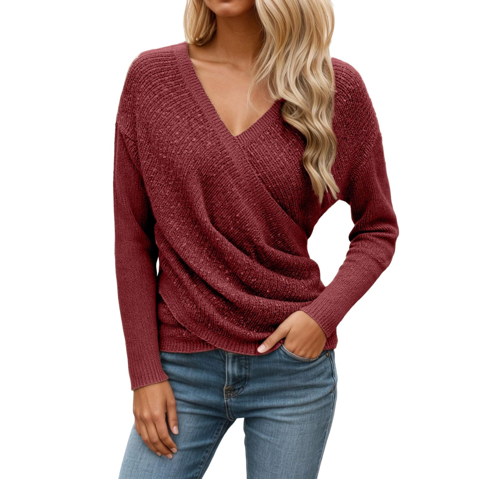 Elegant Womens Casual Knit Sweater Long Sleeve Warm Pullover for Spring and Fall Korean Style Holiday Fashion Top