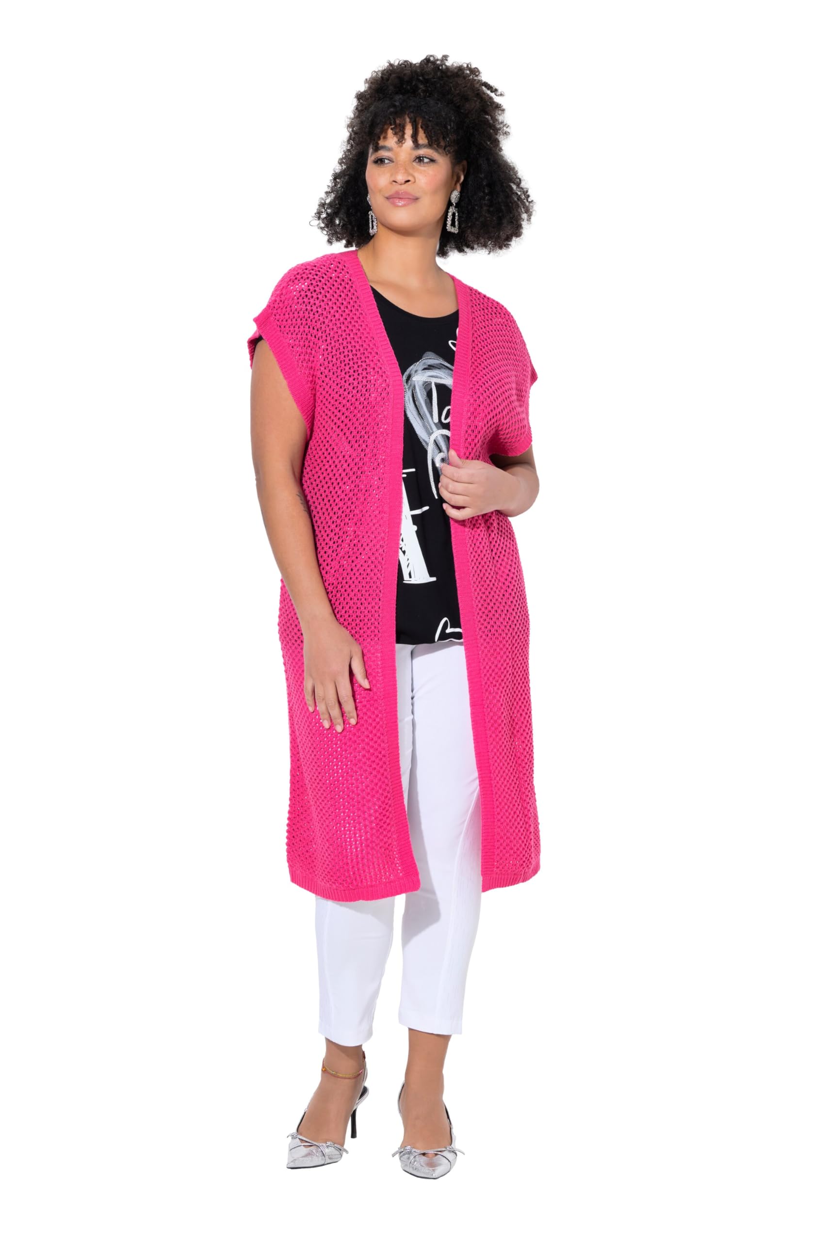 MIAMODA Damen große Größen Übergrößen Plus Size Strickweste, offene Form, Strukturstrick 840369