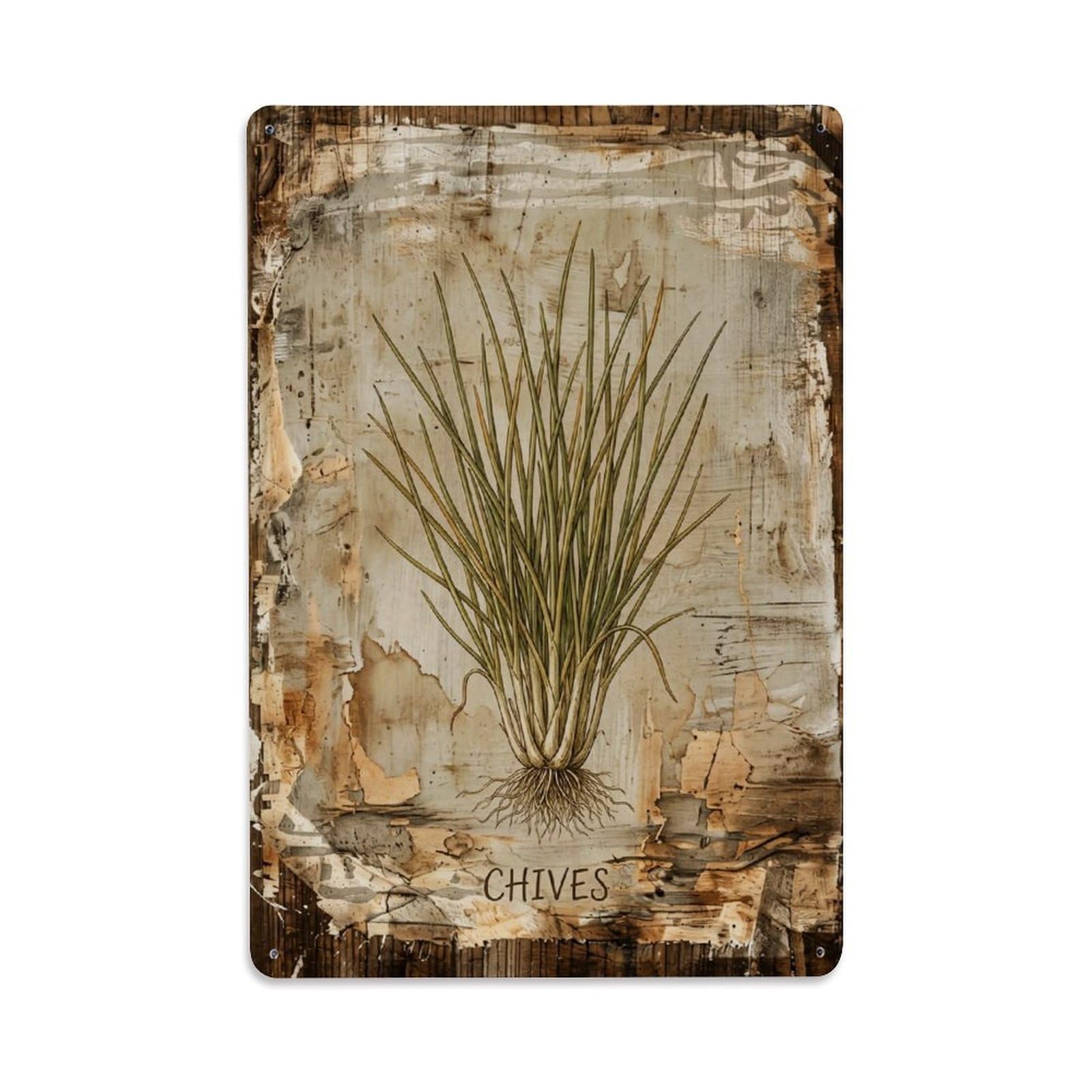 Chives Botanical Vintage Metal Tin Sign Plaque Wall Decor for Cafe, Club, Garden Metal Poster 8x12Inch
