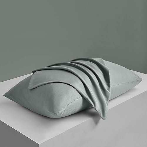 Miniatura 4 de MILVOWOC Juego de 2 fundas de almohada de microfibra cepillada tamaño Queen de 20 x 30 pulgadas, color gris oscuro, fundas de almohada