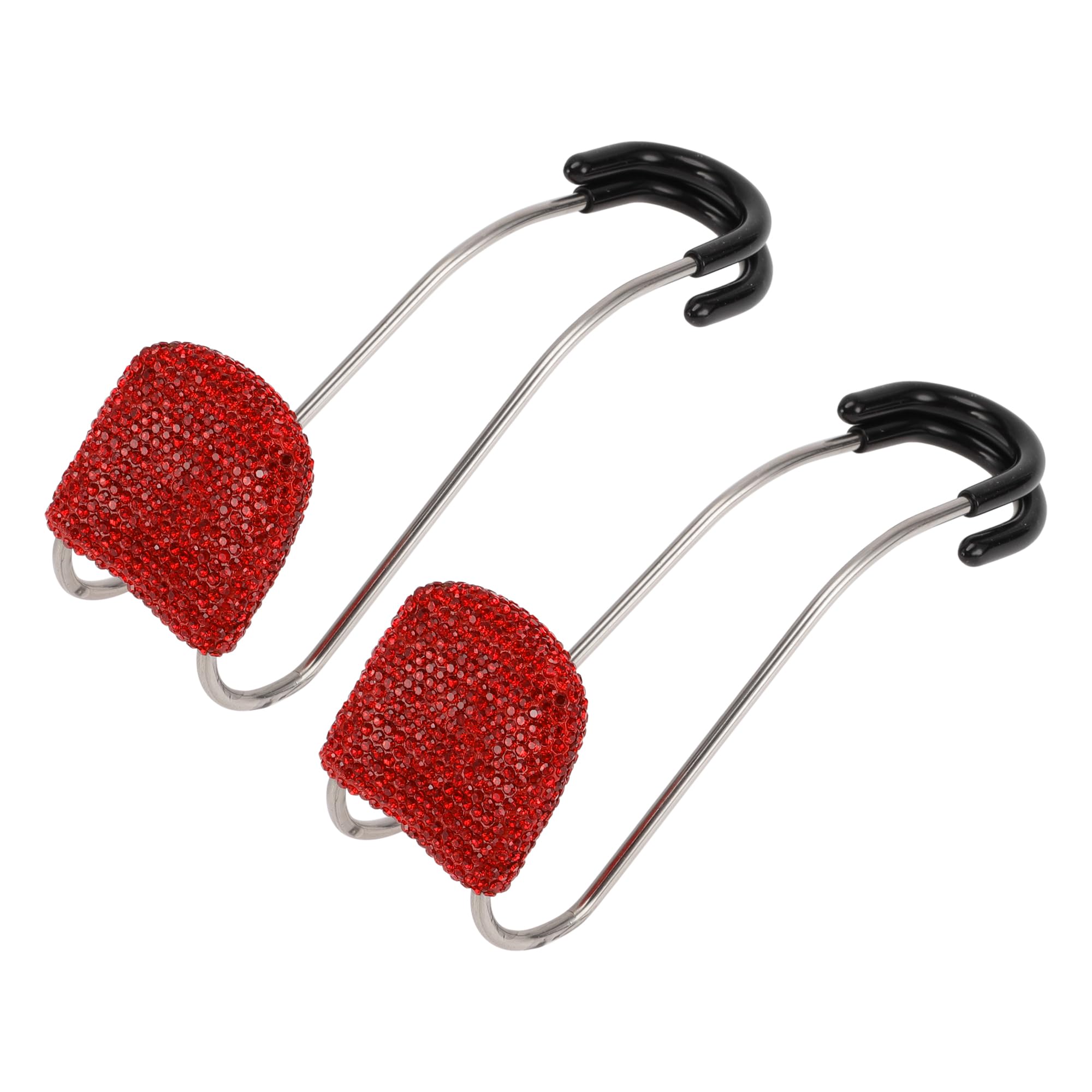 HEROFFIX 2 Pcs for Purses and Bags, Umbrella Etc Car Seat Headrest Hook Sturdy Car Seat Back Organizer Hooks Red Rhinestones 6.14"x1.81"