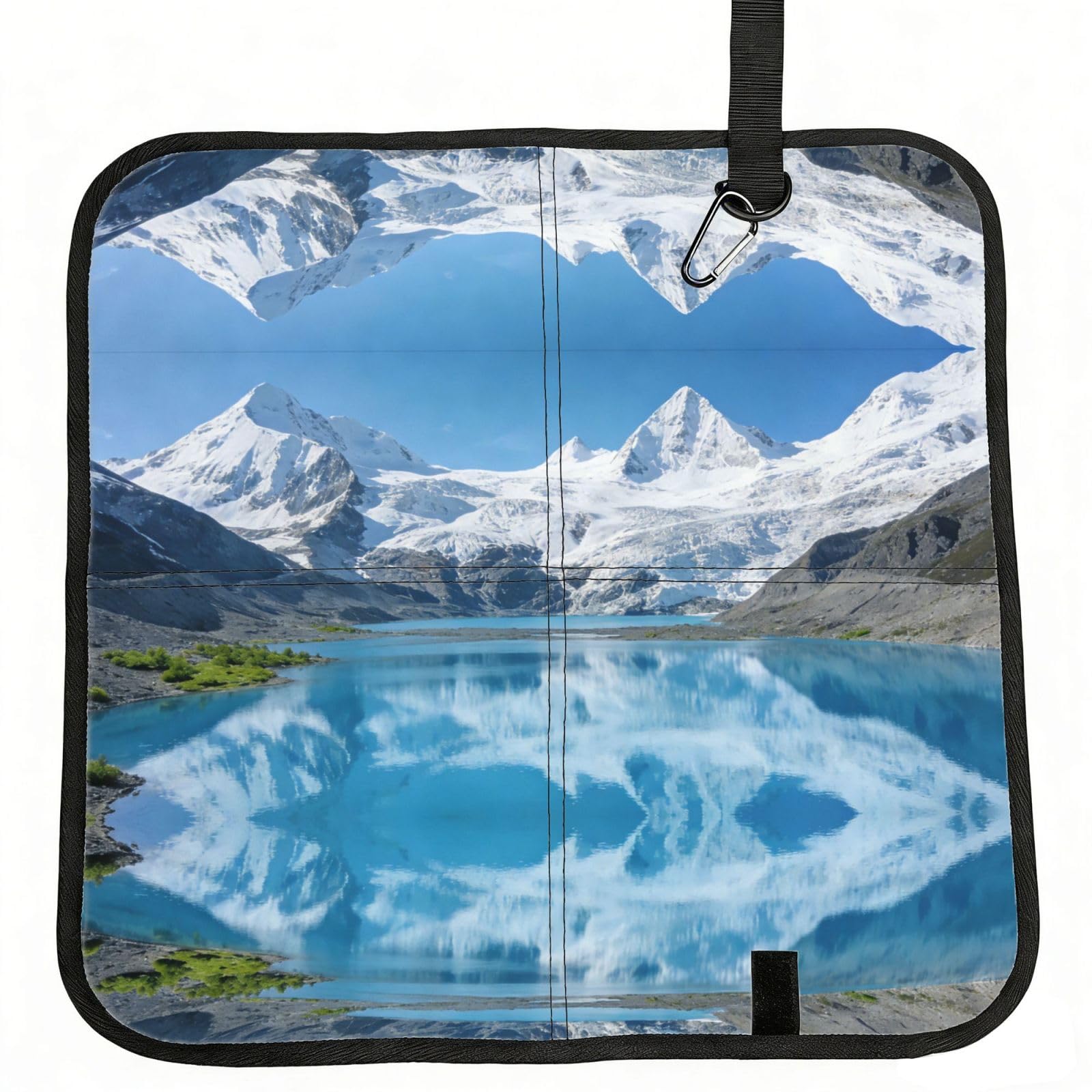 DUYIOKH Glacial Lake & Peaks Print Foldable Portable Seat Cushion for World Cup Games, Camping and Outdoor Activities