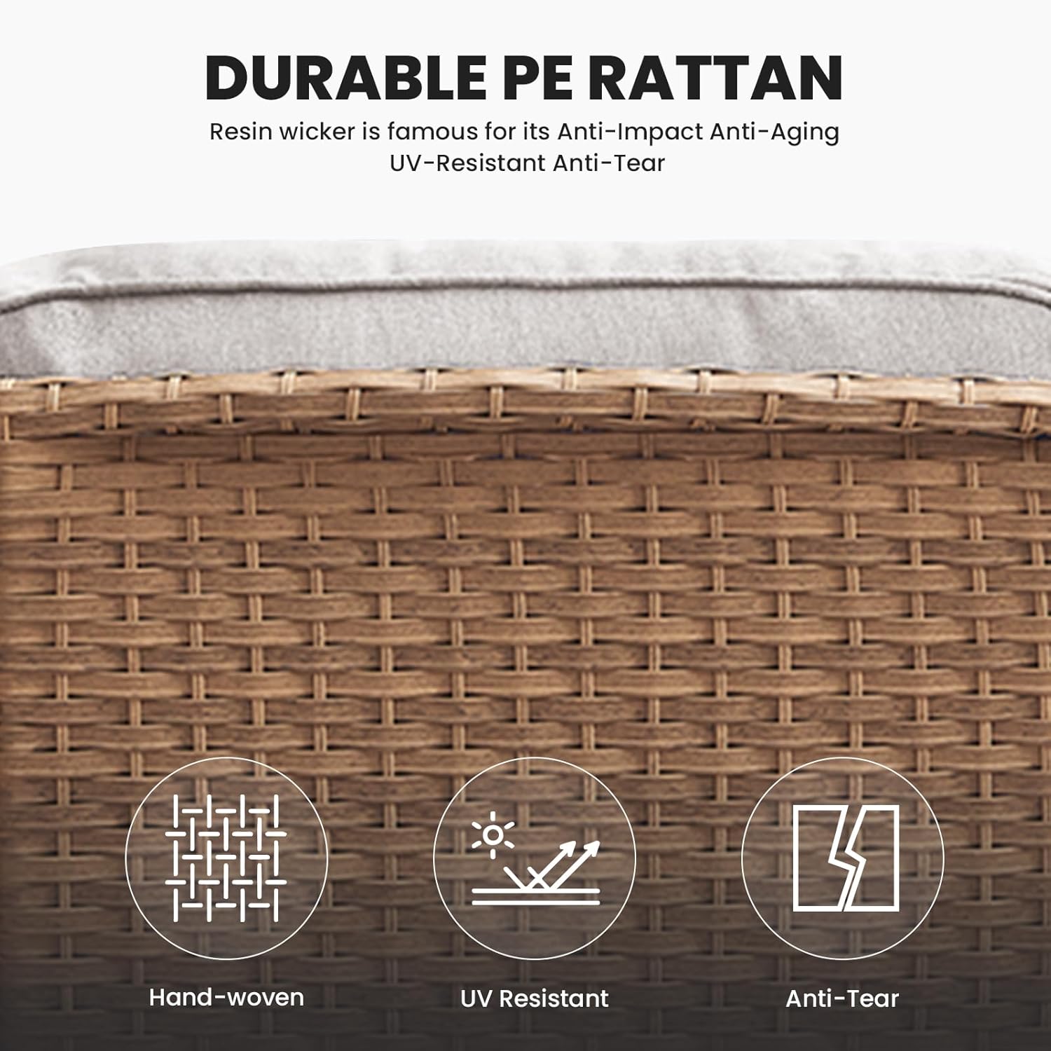 Belord Patio Chairs Set of 2-300 LBS Weight Capacity Outdoor Wicker Chairs with High Backrest Removable Cushion, All Weather Outdoor Seating Rattan Dining Chairs for Porch Balcony Backyard Yellow