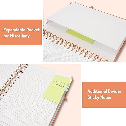 Miniatura 5 de Forvencer - Cuaderno espiral rayado con 300 páginas numeradas, cuaderno grueso B5 rayado para escribir con papel de 100GSM, cuadernos de tapa dura