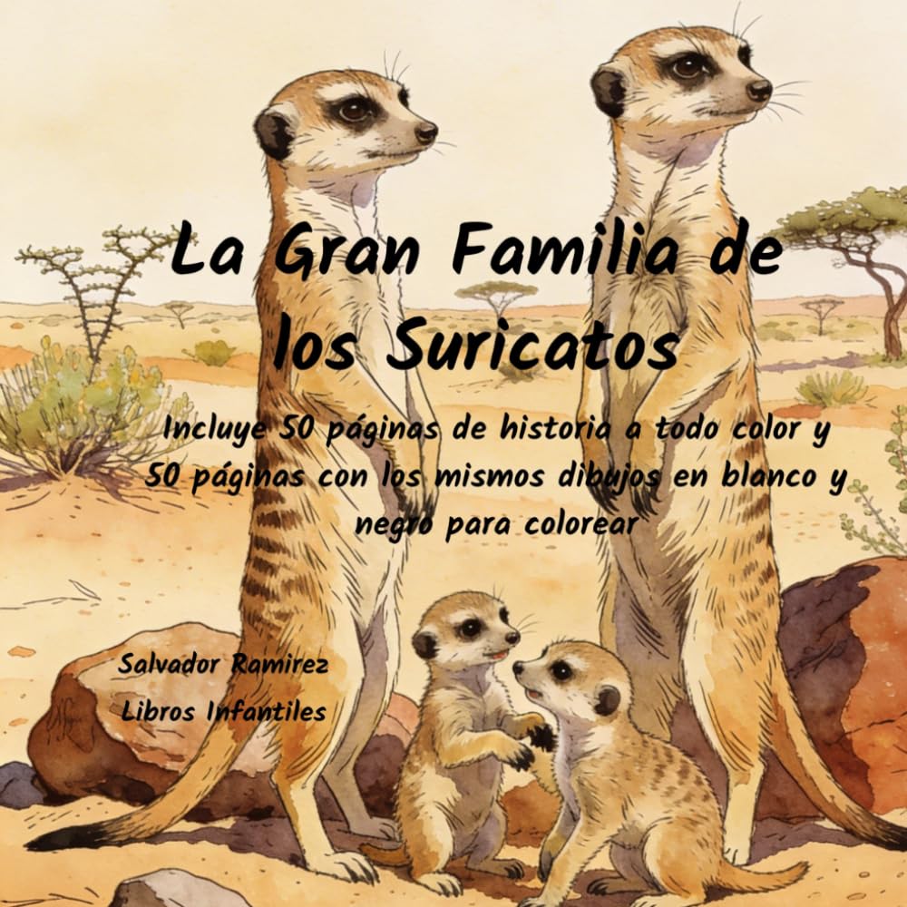 La Gran Familia de los Suricatos: Cuento con valores y páginas para colorear de 3 a 5 años