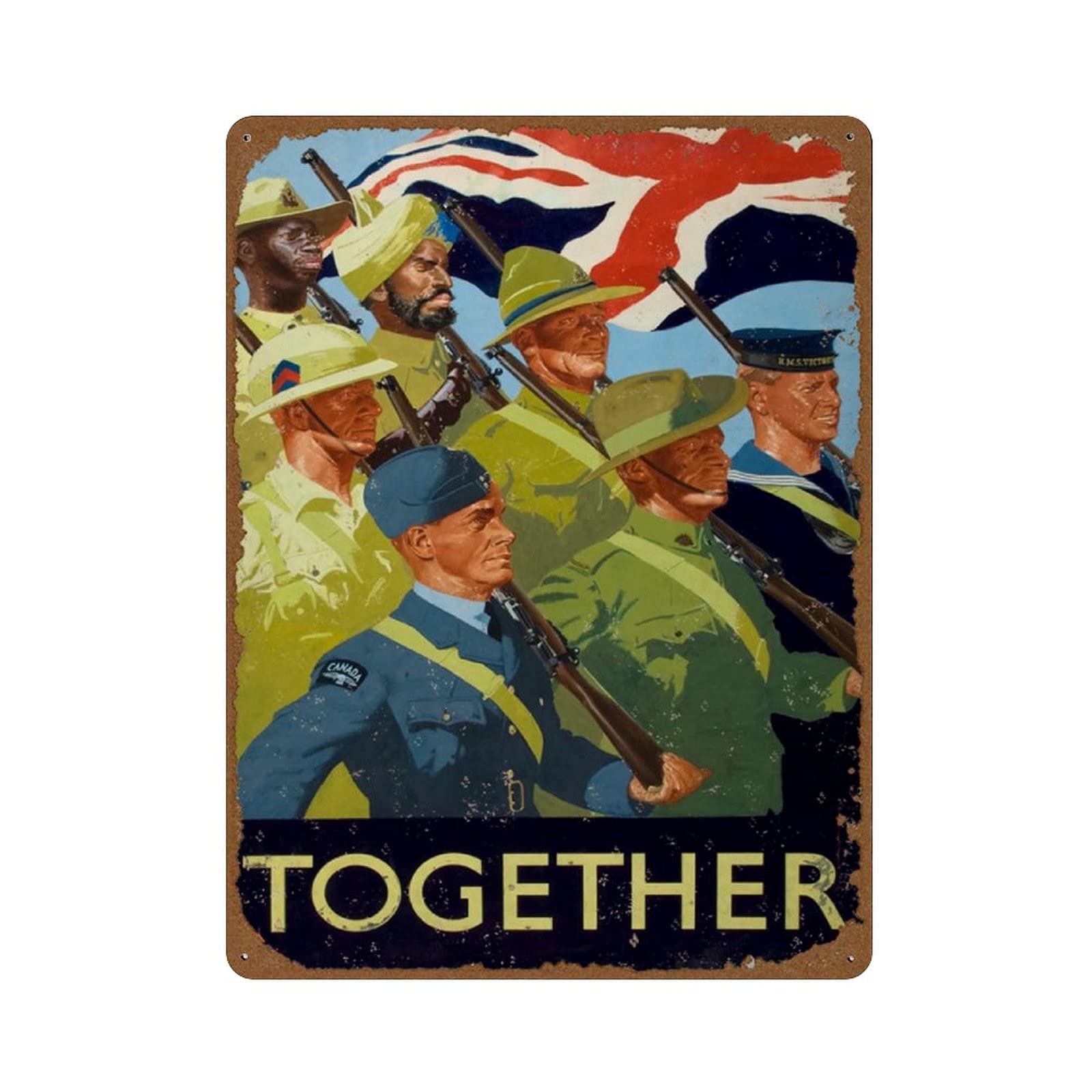 peiyeety Unity If Strength Together Vintage Classic British WW2 Propaganda Poster Novelty 12x16 Tin Sign Metal Poster Wall Funny Man Cave Cool Wall Door Plaque New Warning Sign Metal Tin Metal Sign