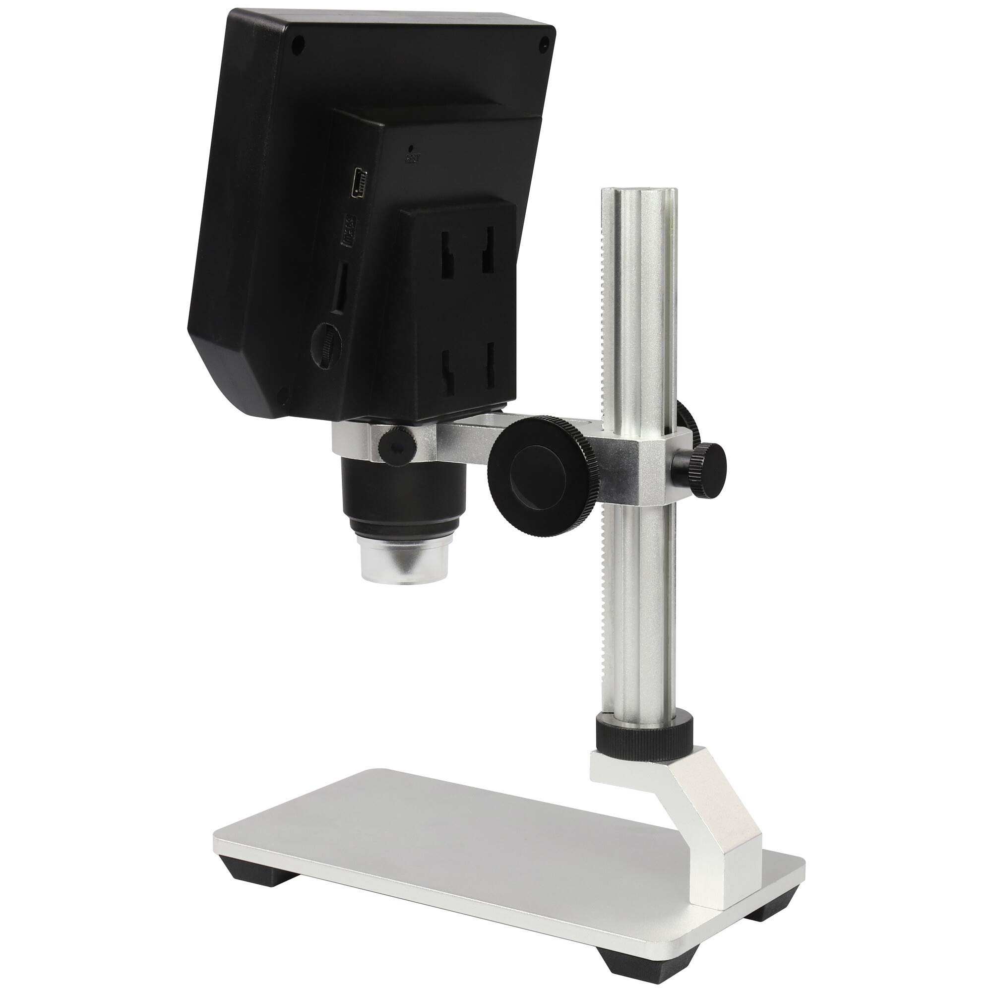 Omegon microscopio digitale DigiStar, zoom 1x-600x, display a colori HD-LCD da 4,3 pollici, LED, slot Micro SD, funzionamento a batteria o rete