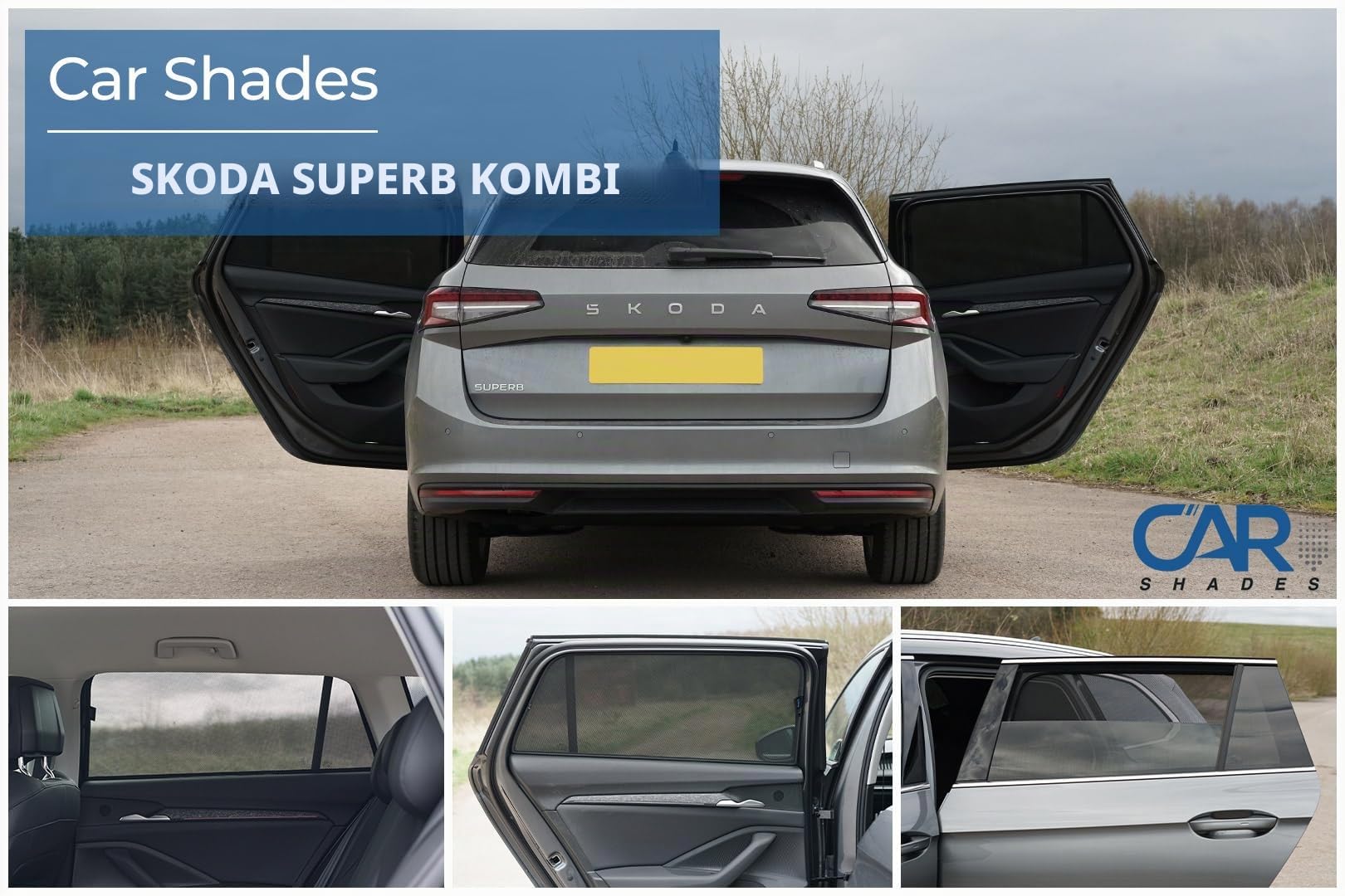 Satz Car Shades (Hintertüren) kompatibel mit Skoda SuperB IV Kombi 2024- (2-teilig) Passgenaue Sonnenschutzblenden