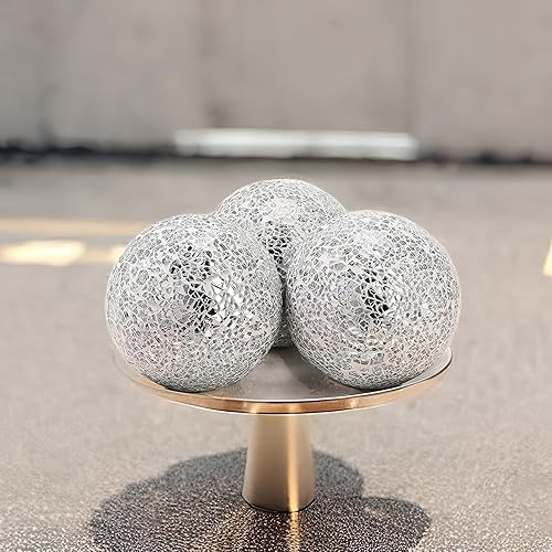 Miniatura 5 de Juego de 3 bolas decorativas de cristal de 4 pulgadas, esfera de mosaico para artículos de hogar enteros, bodacumpleaños, cuencos, jarrones, centros
