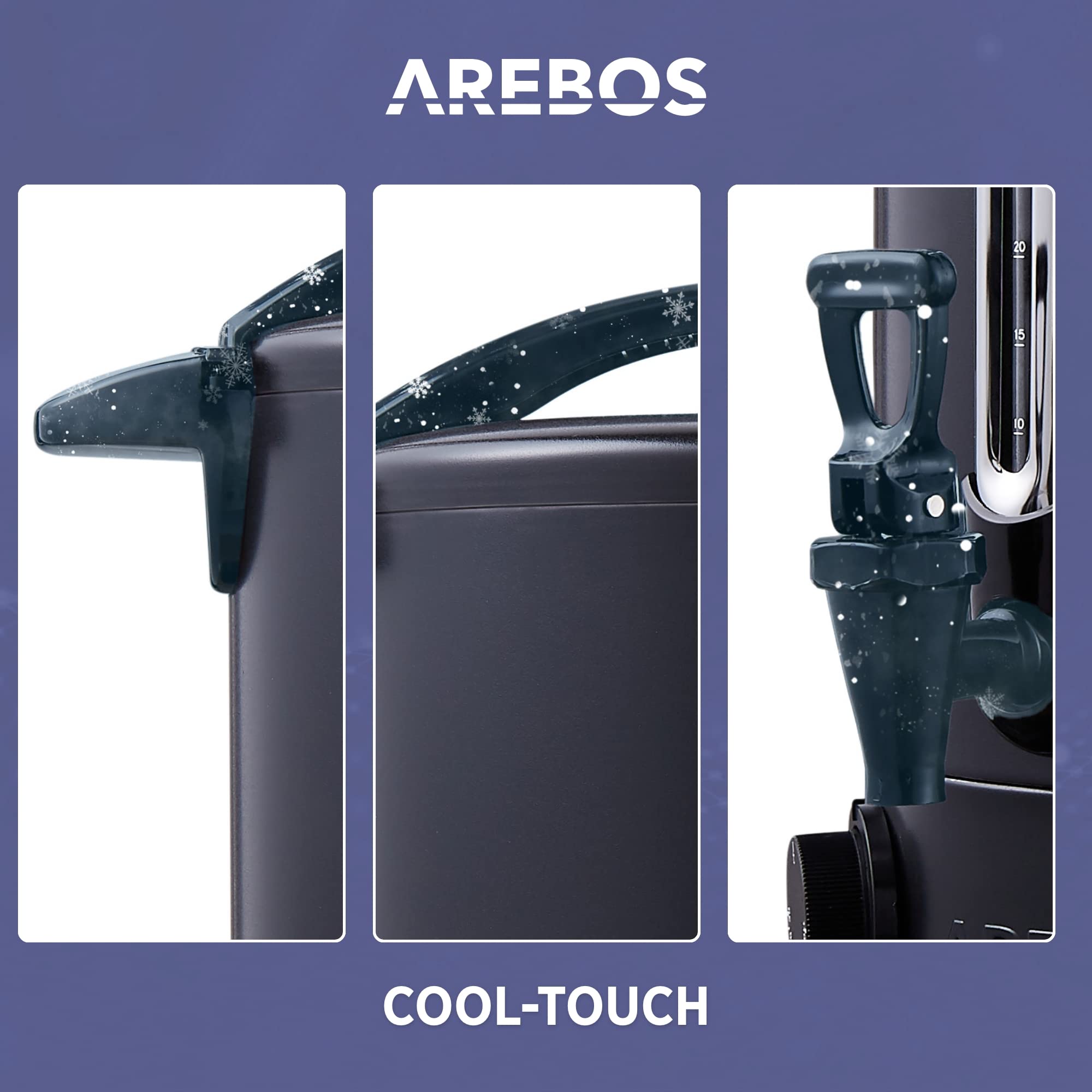 Arebos Glühweinkocher 1650W |Heißgetränkespender| 20L| Auffangschale,Auslasshahn,Thermostat,Überhitzungsschutz| Schwarz