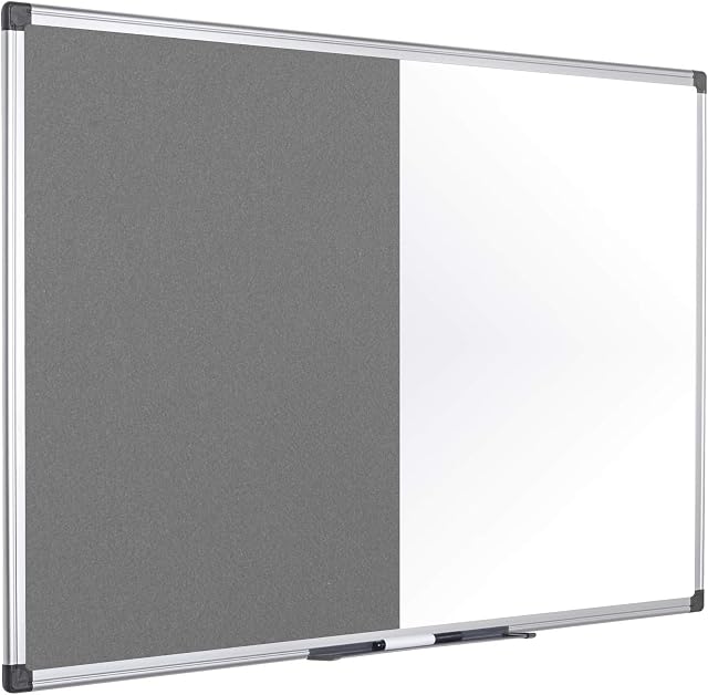 Bi-Office Combination Board Maya, Grey Felt/Magnetic, Aluminium Frame, 120 x 90 cm