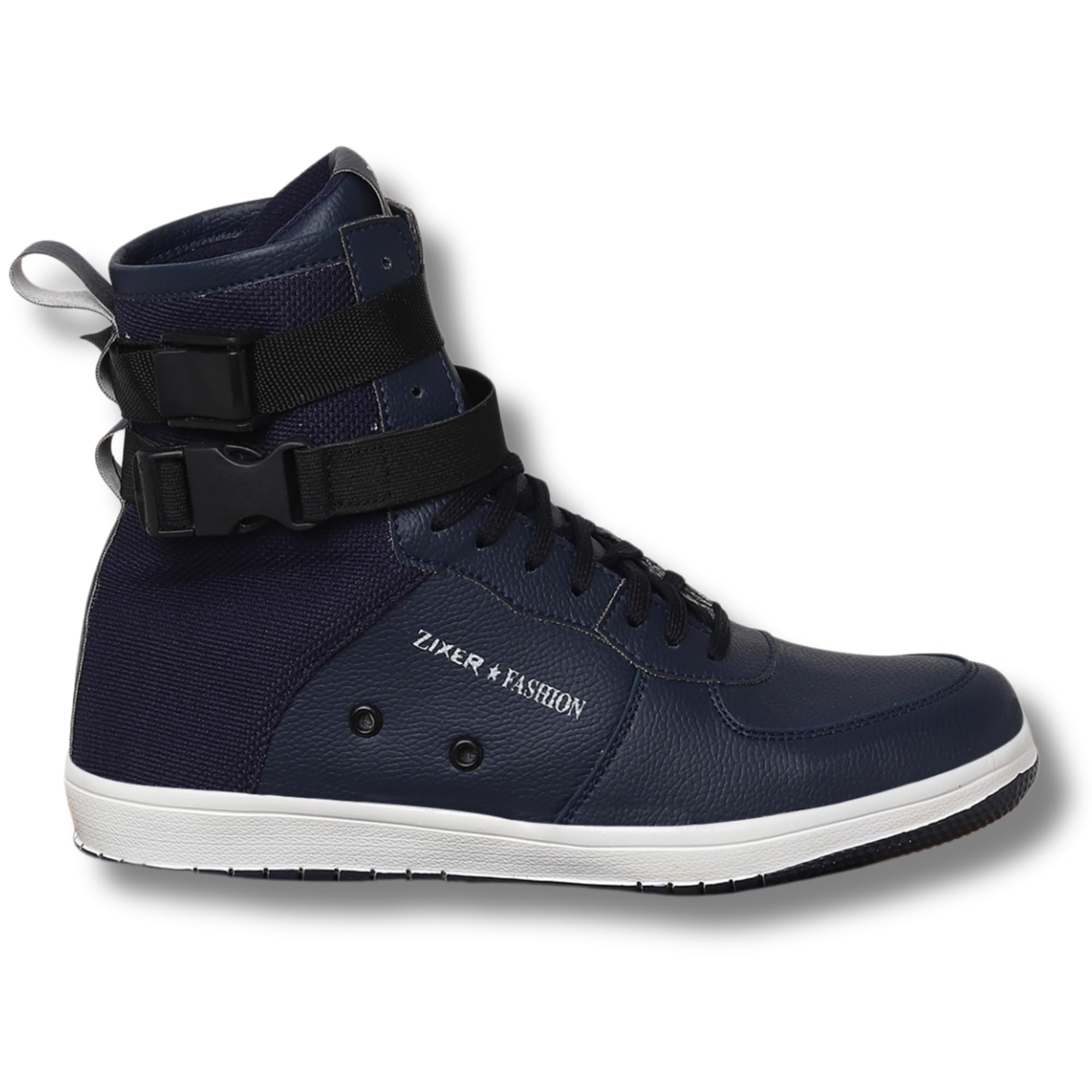 Zixer Mens Synthetic Leather High Top Casual Shoes for Men Sneakers || Mens Boys Stylish Chunky Ankle Black White Sneakers for Men || Jorden Shoes for Man (Blue) (B0DCPC8832) Amazon Price History, Amazon Price Tracker