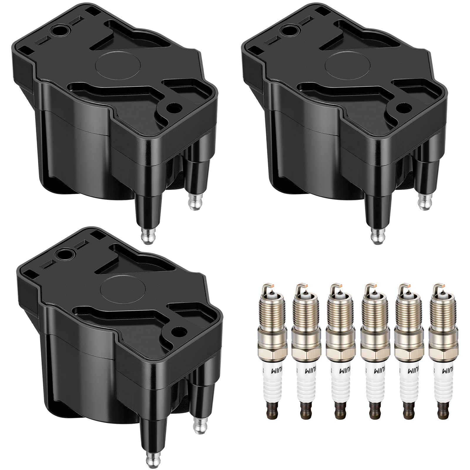 BDFHYK Ignition Coil D555 and 6PCS Spark Plug 3951 for Buick Allure