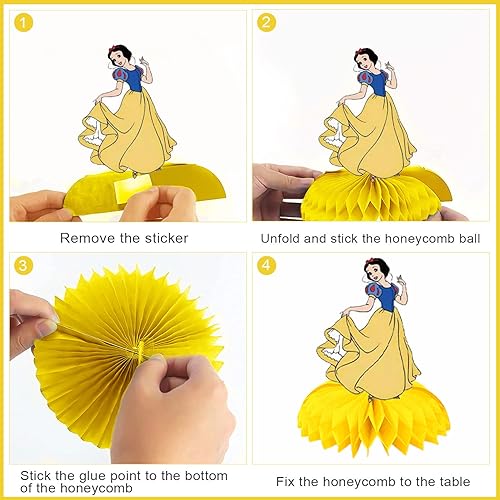 Miniatura 3 de Decoraciones de fiesta de cumpleaños de princesa blanca como la nieve 8 piezas de centros de mesa de fiesta temática de princesa blanca como la