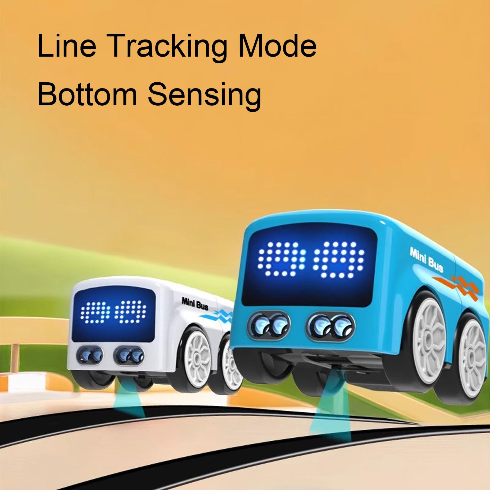 Magic Mini RC Bus, 2026 Gesto y Control Remoto Sensor Inteligente Coche, Seguimiento de Línea de Evitación Automática Vehículo RC de Escritorio con Luces de Expresión LED (Blue)