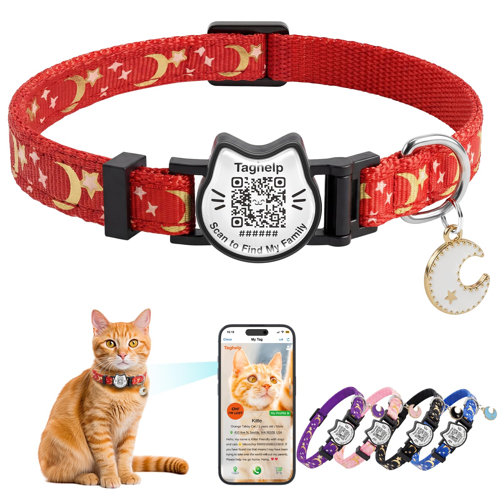 Collier intelligent pour chat perdu identification profil QR en ligne