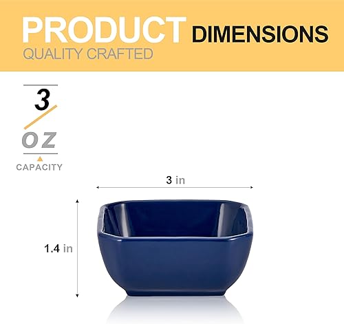 Miniatura 10 de Juego de cuencos de cerámica de 6,3 onzas de porcelana pequeños pequeños platos cuadrados para salsa de soja, buenos para salsa de tomate, soja de