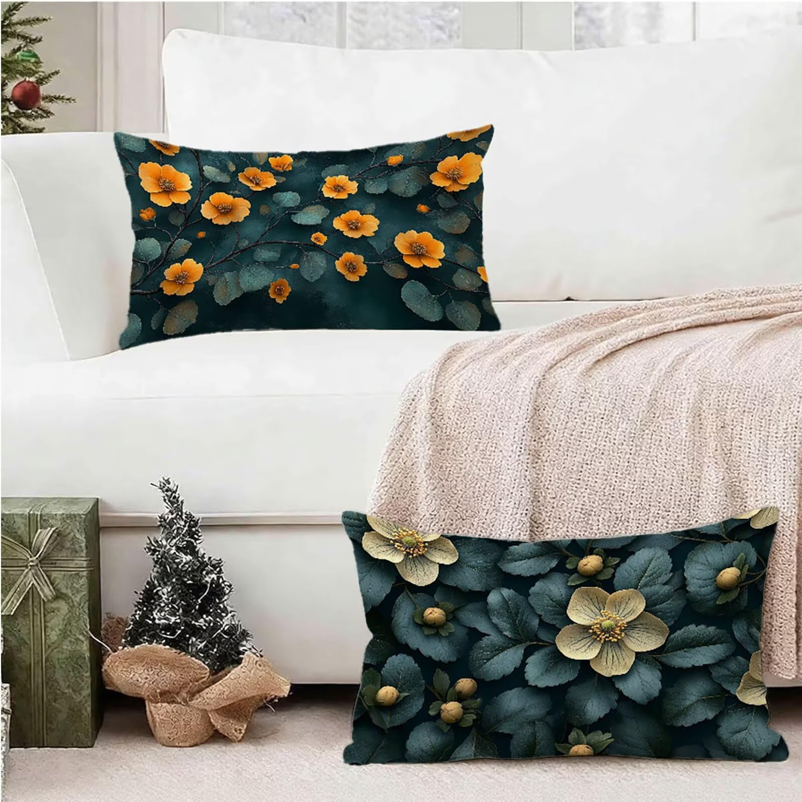 Federe Cuscino 60x80 Set di 2, Verde Federe Cuscini Divano Lino, Rettangolari Copricuscini 60x80cm Con Cerniera Invisibile, Copricuscino per Camera Letto Casa Decorazioni Regalo, Nordico kj-3297