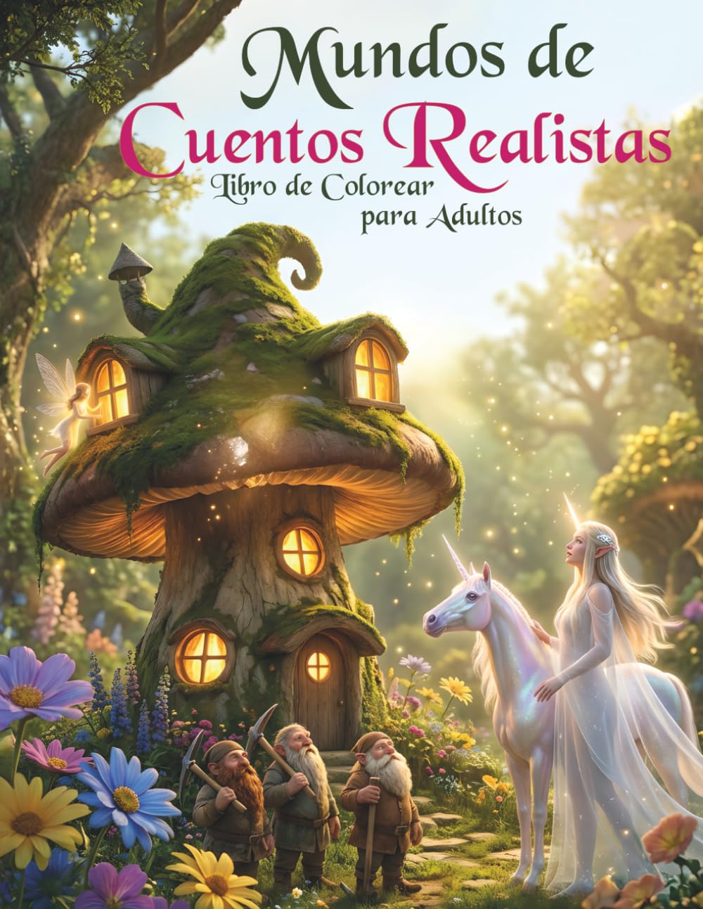 Mundos de Cuentos Realistas-Libro de Colorear para Adultos: Libro de colorear 3D con animales mágicos, hadas y unicornios – regalo perfecto para amantes de la fantasía, relajación y alivio del estrés.