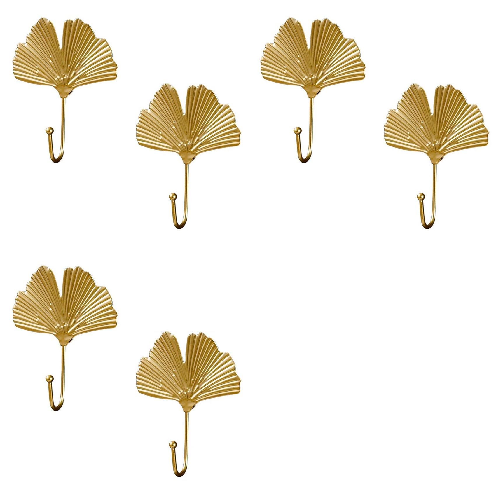 Vjsujehgy 6X Coat Hooks Gold Hanging Holder for Key, Decorative Leaves Metal Hooks Wall Mounted Hooks Hanger