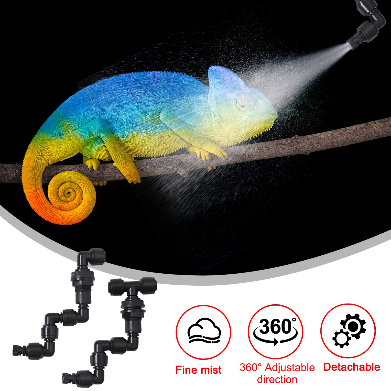 Nizirioo Humidificador Inteligente para Reptiles: Sistema de Compensación, Pulverizador de Selva Lluviosa, Terrario con Sistema de Niebla y Riego para Camaleones