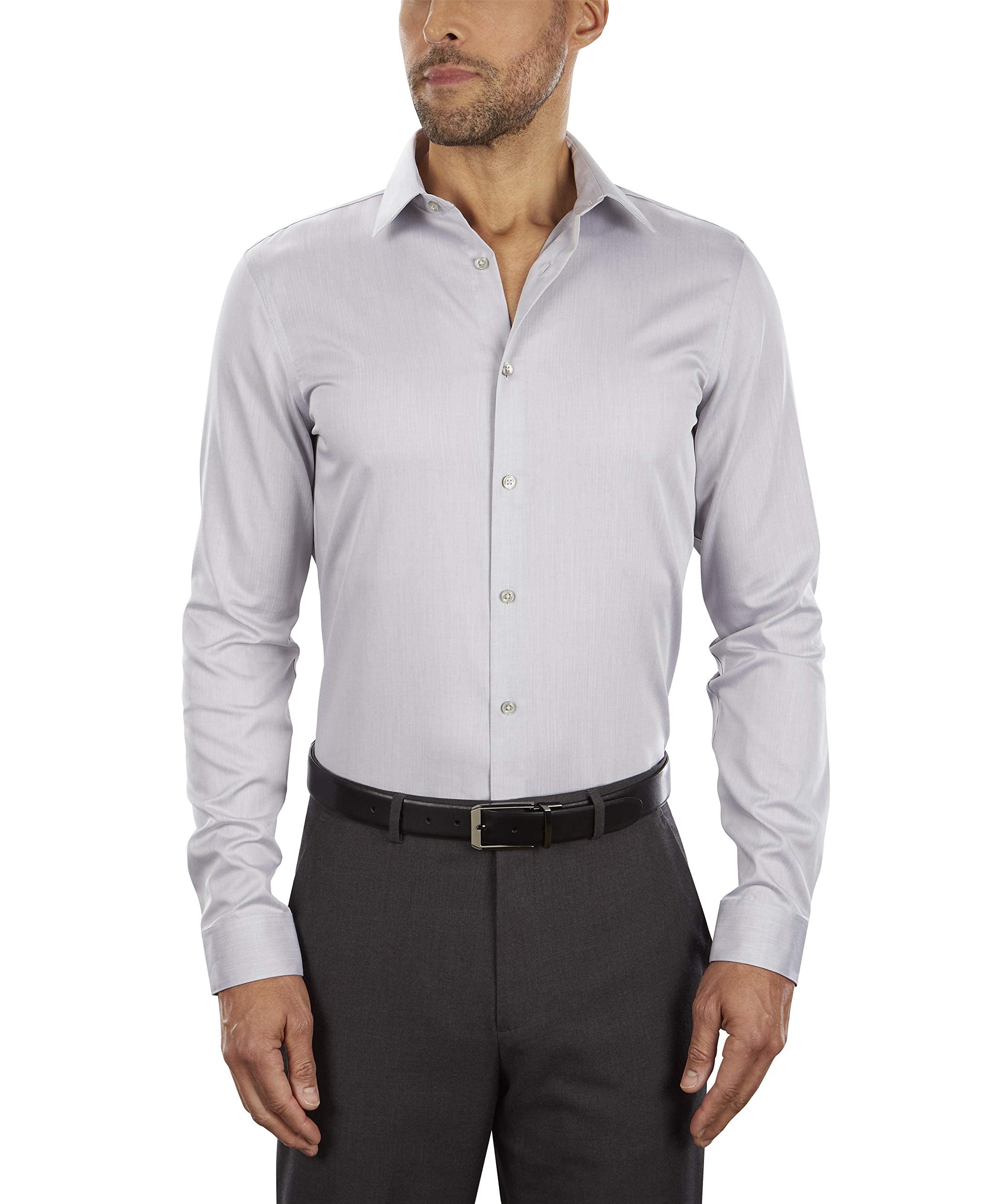 Calvin Klein Men's Dress Shirt Slim Fit Non-Iron Herringbone