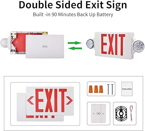 Miniatura 7 de Luz de salida de emergencia AKT Lighting, luz de señal de salida de cabeza ajustable, dos LED, iluminación de salida de emergencia comercial