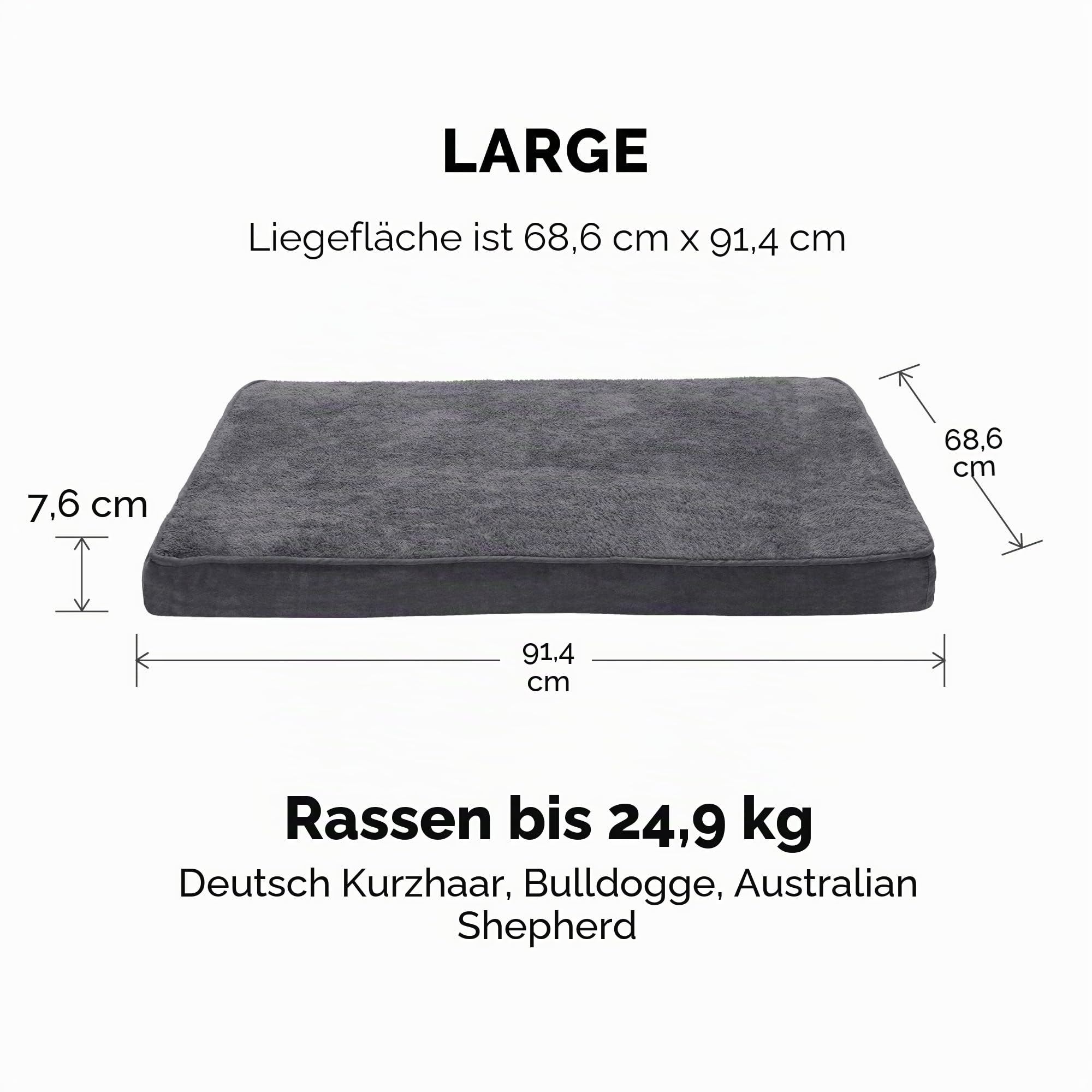 Furhaven Ersatz-Hundebettbezug aus Frottee und Wildleder, maschinenwaschbar, Grau, Größe L
