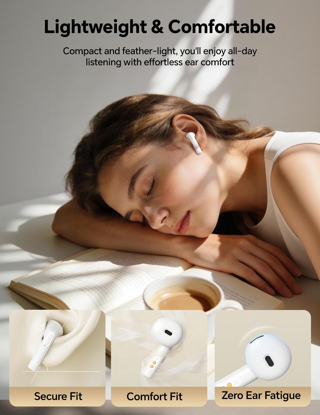 True Wireless Earbuds Bluetooth Headphones: Ultra-Lightweight Bluetooth Earbuds for All-Day Comfort, Waterproof TWS Ear Buds with Mic, 25H Playtime, Earphones for iOS/Android, Work, Commute, Study