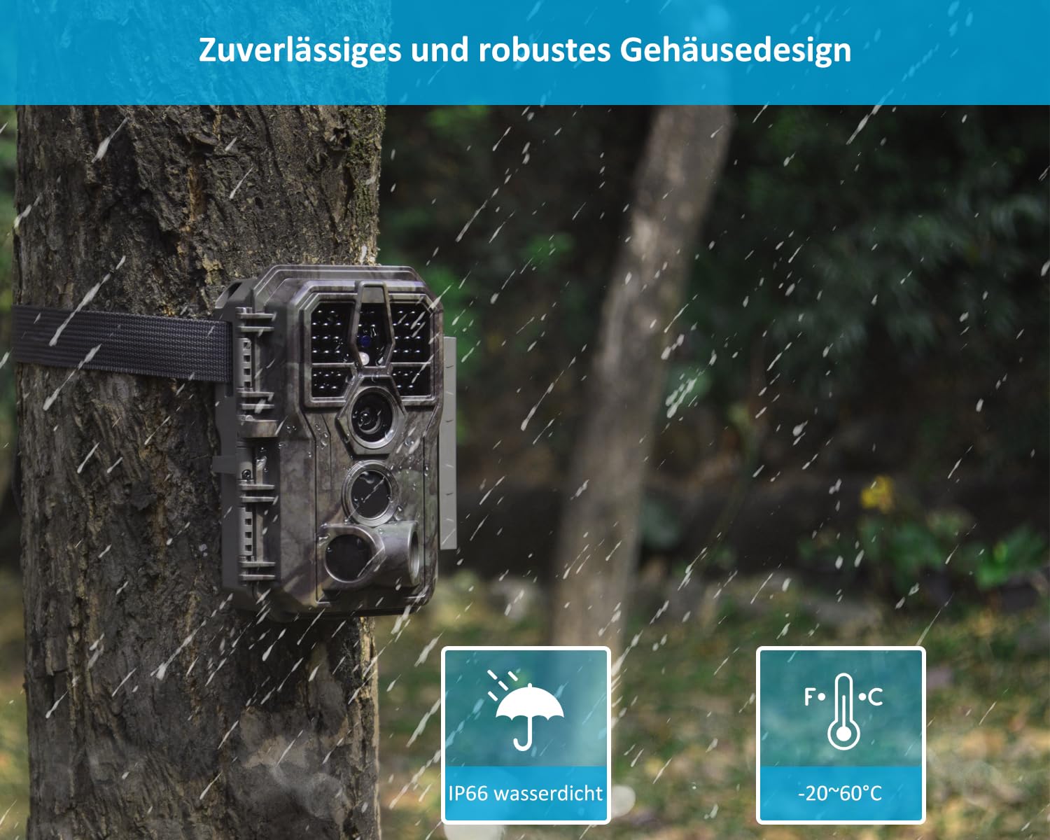 GardePro E5S Wildkamera 64MP 1296P H.264 Video, Wildtierkamera mit Bewegungsmelder Nachtsicht bis 30m, No-Glow 940nm IR LEDs, 0,1s Schnelle Trigger, IP66 Wasserdicht
