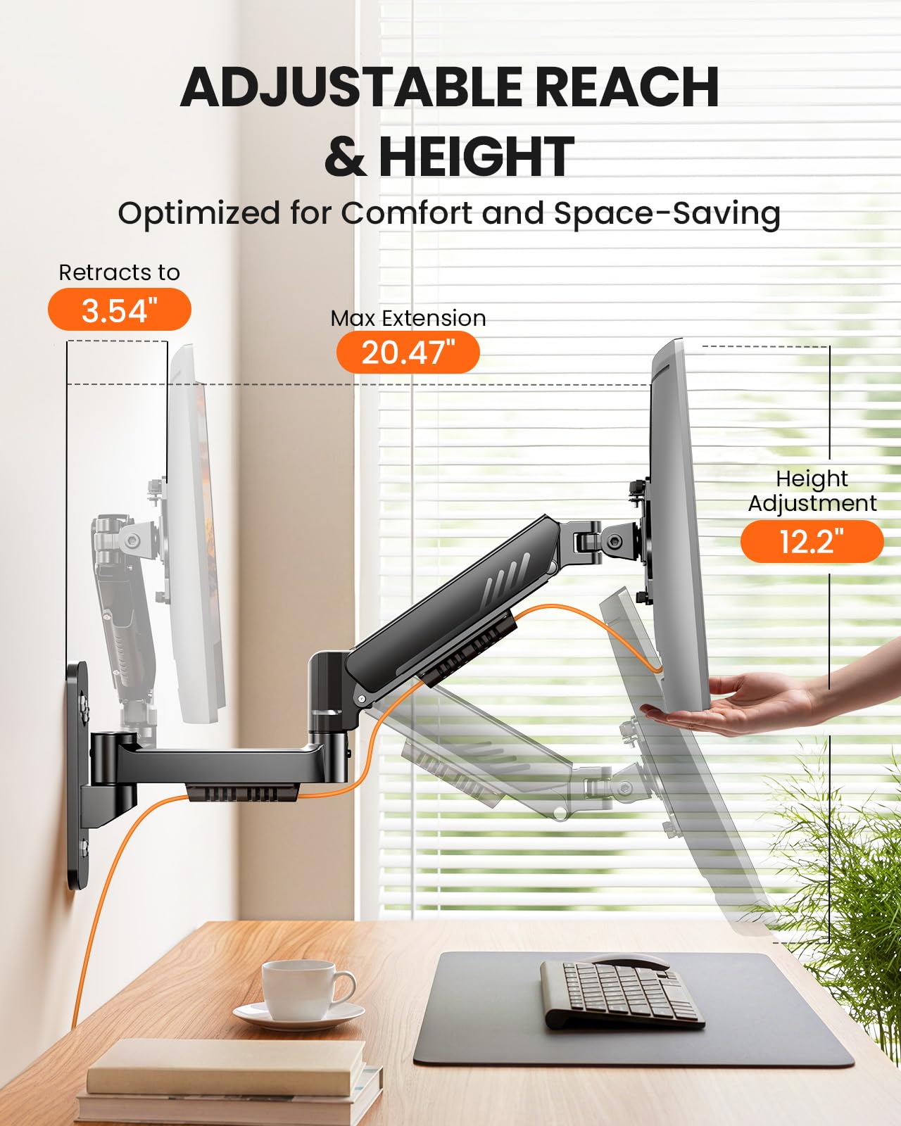 ErGear Uchwyt ścienny do monitora 17-34" 9 kg, wychylny, VESA 75/100