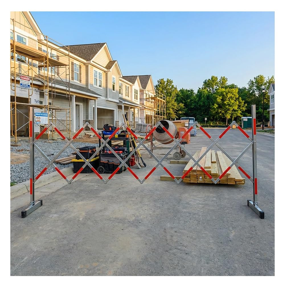 Barrera de seguridad expandible para obras de construcción, control de tráfico y contención, duradera, portátil, fácil de instalar, ideal para uso en exteriores y prevención de peligros