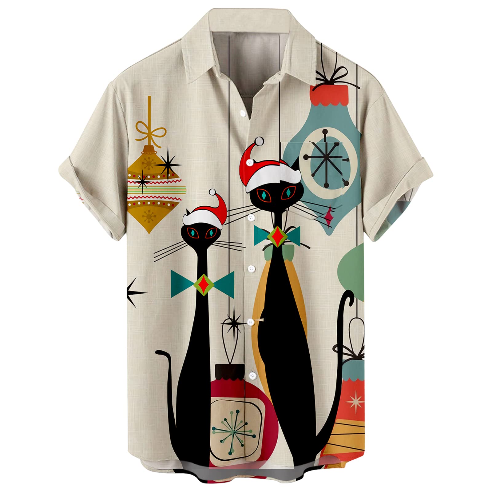 Men's Casual Short Sleeve Button Down Striped Shirt Regular Fit Beach