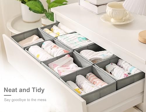 Miniatura 8 de Qozary Paquete de 8 organizadores de ropa de bebé organizadores de cajones para ropa caja de almacenamiento plegable de tela para ropa ropa interior