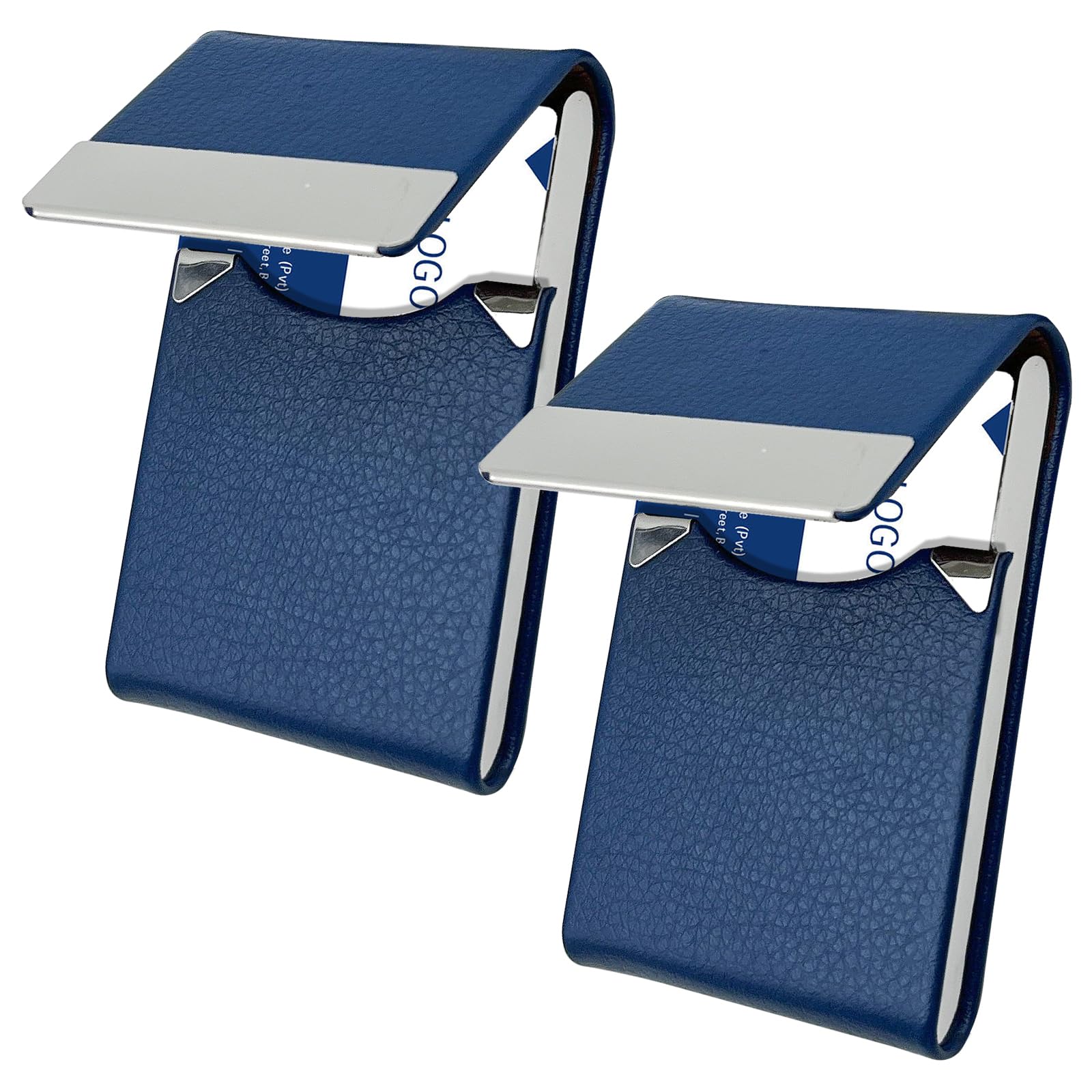 RFID Blocking Wallet,2 Pack Business Card Holder PU Leather Multi Card Case, Credit Card ID Case with Magnetic Shut - Blue