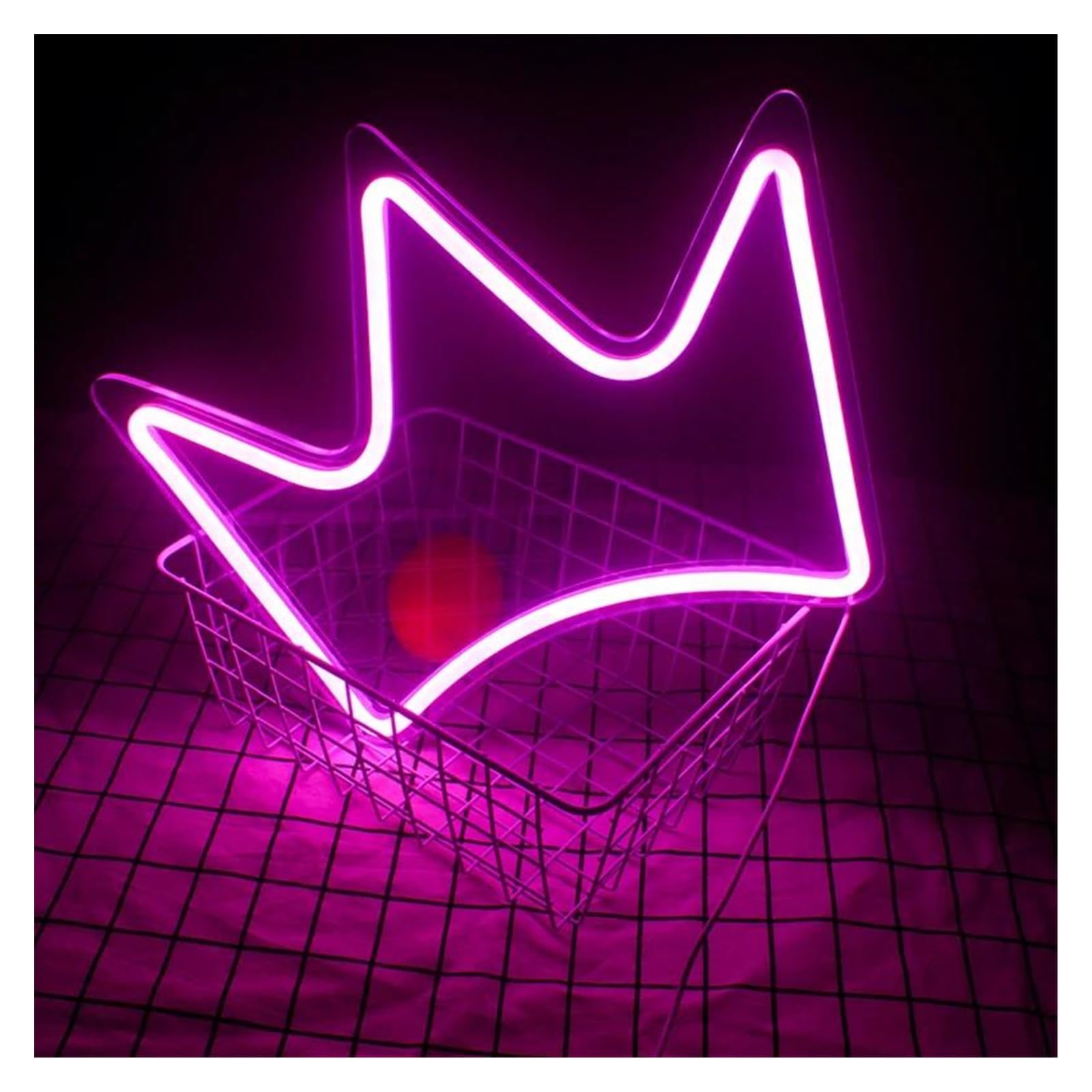 Luz de Diseño de Digital Letrero LED De Neón Con Diseño De Corona Y Reina, Alimentación USB Con Interruptor, Arte Colgante De Pared Rosa Para Bar Decoración Habitación Kawaii