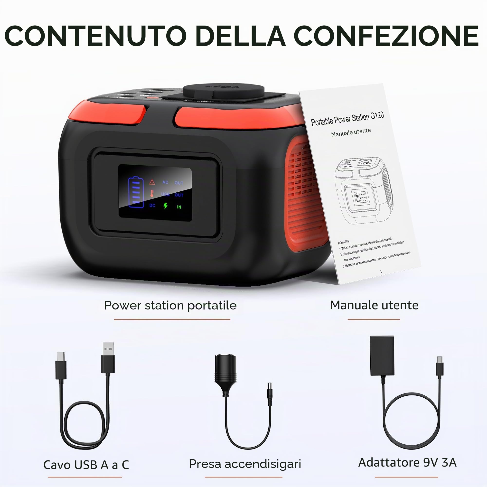SinKeu Powerstation portatile 97 Wh, 26400 mAh, mini generatore con presa AC da 120 W, 230 V, 12 V, DC, porte USB per cellulare, laptop, alimentazione mobile, batteria per campeggio, viaggio