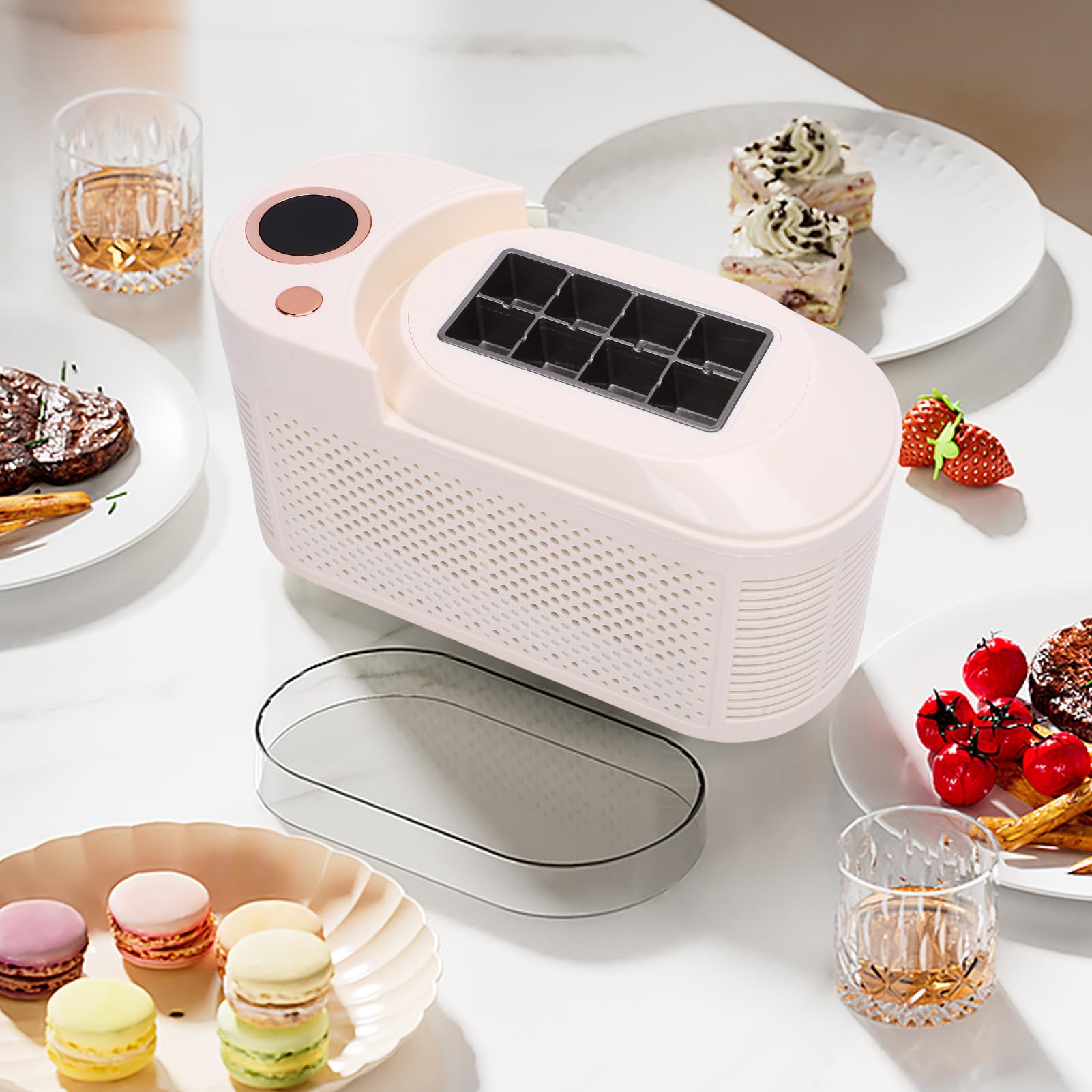 Fabricante de Hielo de Encimera, 120W 8 Cubos en 10-15 Minutos Compacta Fabricante de Cubos de Hielo Maker de Hielo para Acampar, Viajar y Actividades Al Aire Libre (Enchufe de