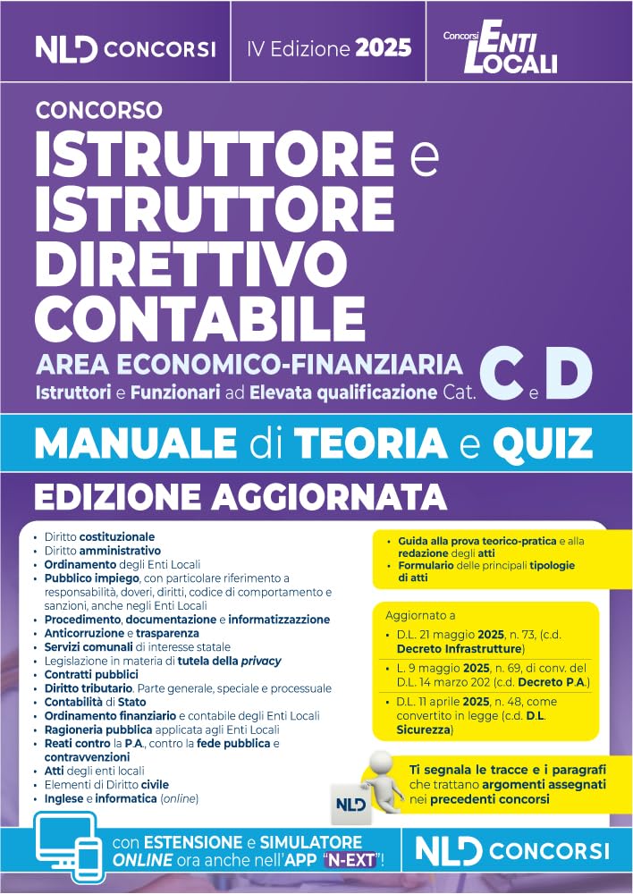Manuale istruttore e istruttore direttivo contabile area economico finanziaria cat. C-D con teoria e quiz e raccolta precedenti tracce. Con software di simulazione