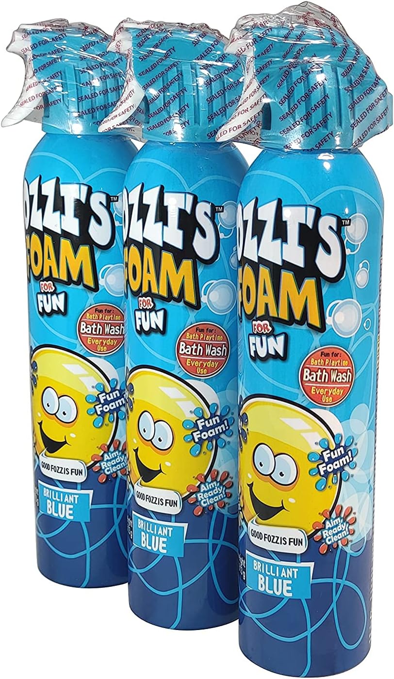 FOZZI'S Foam Aerosol Spray, Brilliant Blue, Good Clean Fun 11.04oz Pack of 3 Cans
