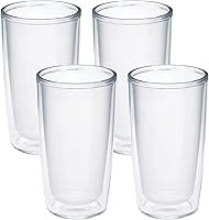 Tervis Crystal Clear 16oz Double Walled Insulated Tumblers 4 Pack - Keeps Drinks Hot & Cold, Made in USA, BPA-Free
