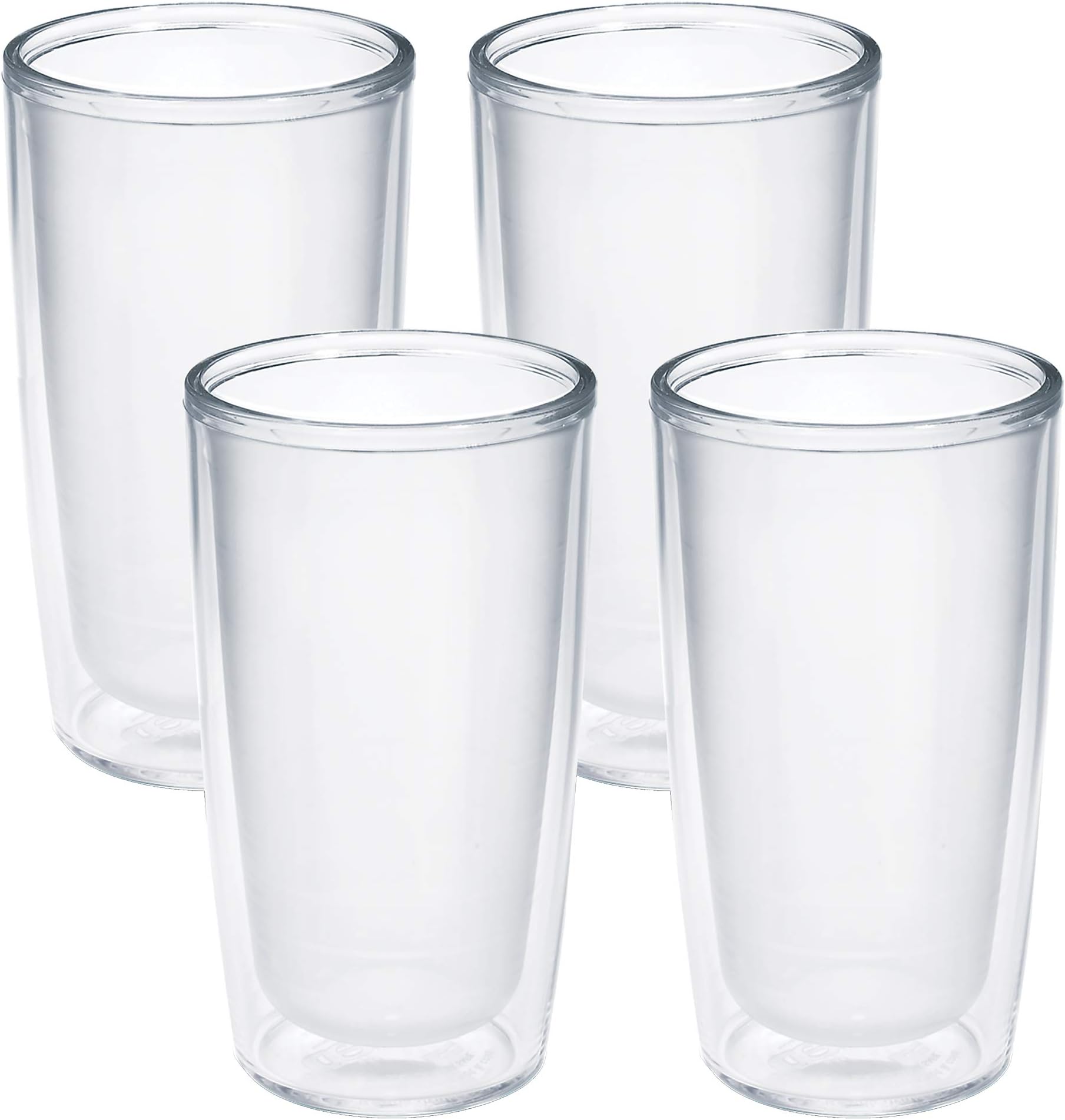 Tervis Made in USA Double Wall Crystal Clear Tabletop Insulated Tumbler Cup Keeps Drinks Cold and Hot 16 oz - 4 Pack, Clear
